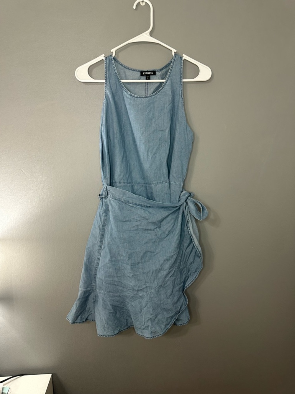 Express Women’s  Light Blue Denim Wrap Dress